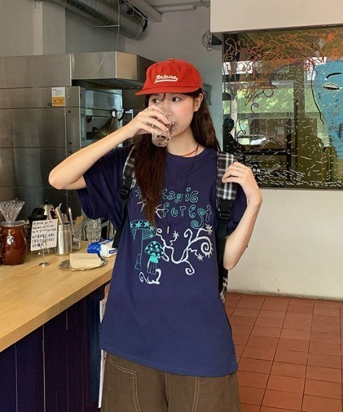 GEMEDA tシャツ 半袖 「2026SS新作」ガーリーイラストプリントTシャツ
