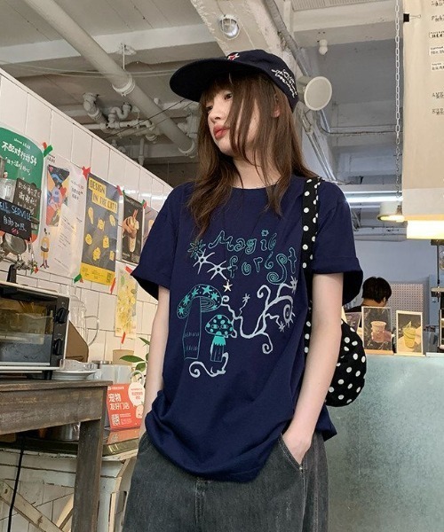 GEMEDA tシャツ 半袖 「2026SS新作」ガーリーイラストプリントTシャツ
