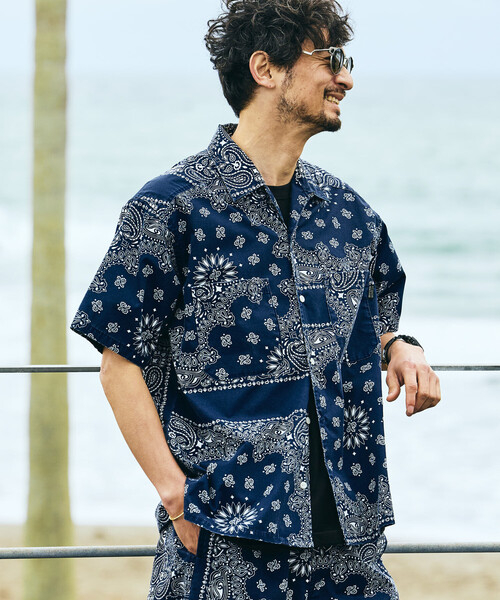 シャツ HAV-A-HANK/ハバハンク HAV-A-HANK×FREAK'S STORE/ハバハンク 別注 バンダナ柄 S/Sオープンカラーシャツの画像