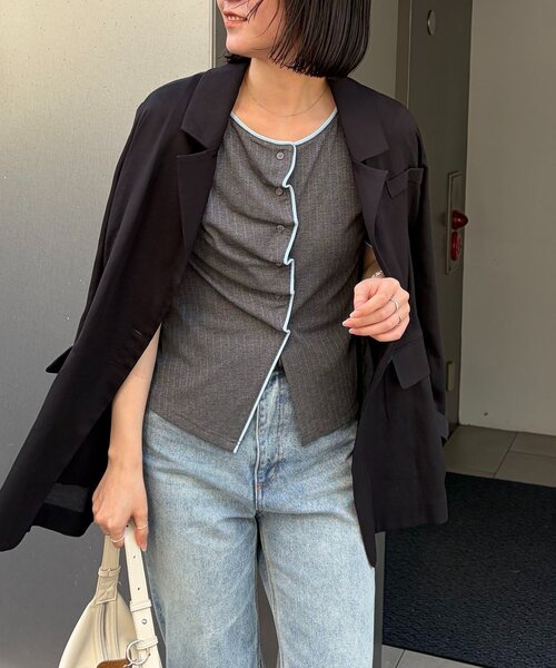 tシャツ フロントタックフリルT レディースの画像