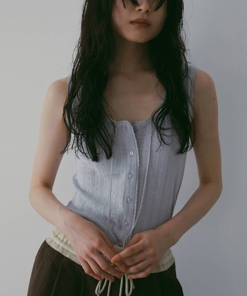 anuke（アンヌーク） タンクトップ ノースリーブ Cut Lace Tanktop