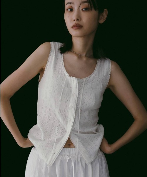 anuke（アンヌーク） タンクトップ ノースリーブ Cut Lace Tanktop