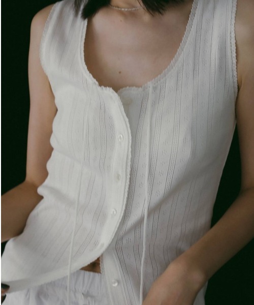 anuke（アンヌーク） タンクトップ ノースリーブ Cut Lace Tanktop