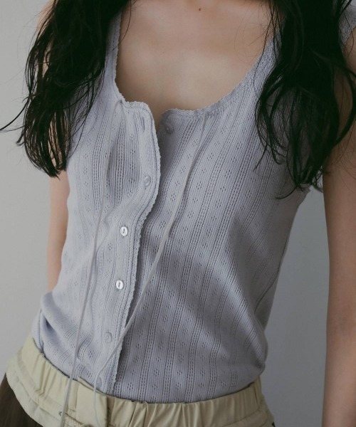 ànuke アンヌーク Cut Lace Tanktop アイスブルー anuke（アンヌーク） タンクトップ ノースリーブ Cut Lace Tanktop