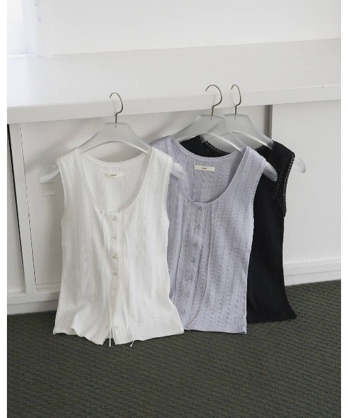anuke（アンヌーク） タンクトップ ノースリーブ Cut Lace Tanktop