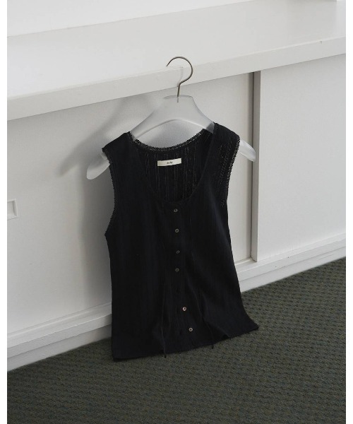 ノースリーブ（黒） anuke（アンヌーク） タンクトップ ノースリーブ Cut Lace Tanktop