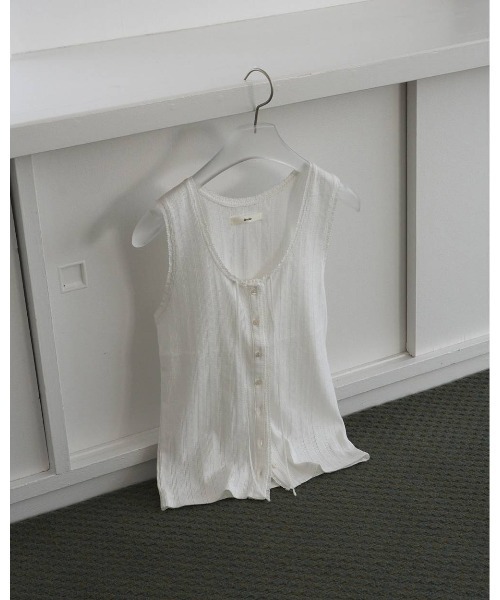 anuke（アンヌーク） タンクトップ ノースリーブ Cut Lace Tanktop