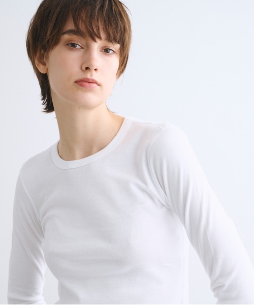 「three dots」 長袖カットソー MEDIUM ホワイト レディース_画像3