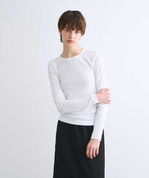「three dots」 長袖カットソー MEDIUM ホワイト レディース_画像9