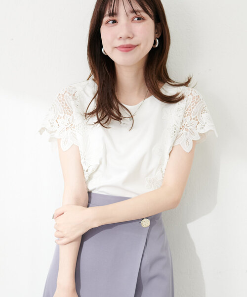 「natural couture」 半袖カットソー FREE グレイッシュベージュ レディース_画像3