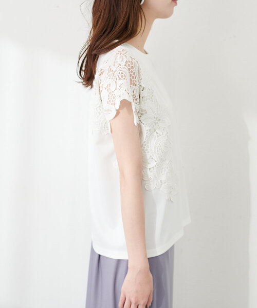 「natural couture」 半袖カットソー FREE グレイッシュベージュ レディース_画像8