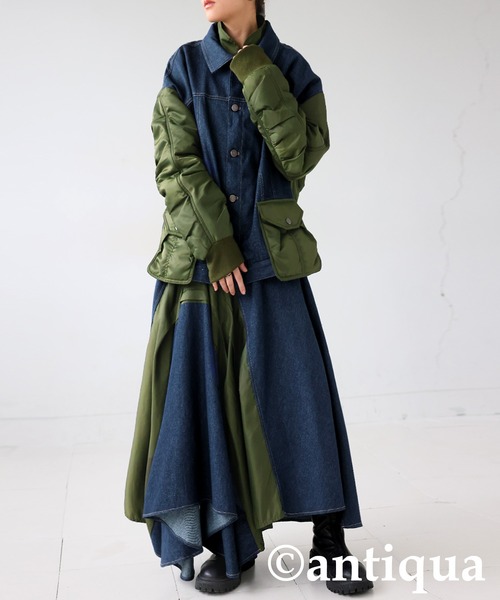 「antiqua」 デニムスカート ONESIZE カーキ レディース_画像2