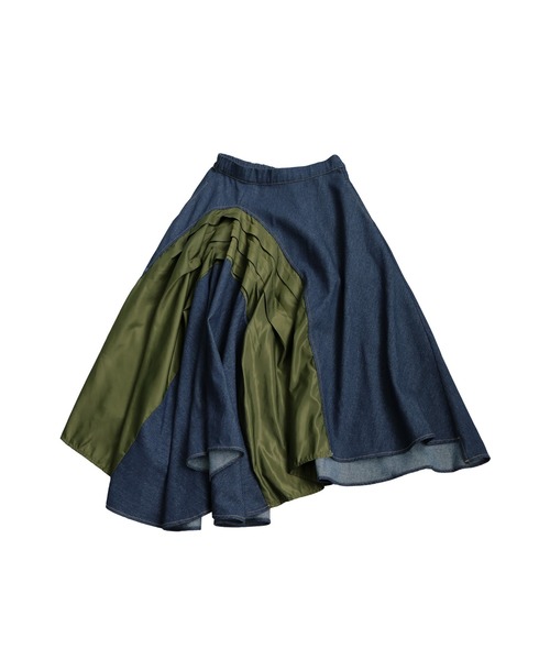 「antiqua」 デニムスカート ONESIZE カーキ レディース_画像5