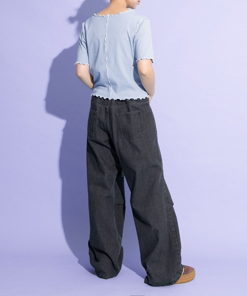 「PUNYUS」 デニムパンツ 1 ブラック レディース_画像4