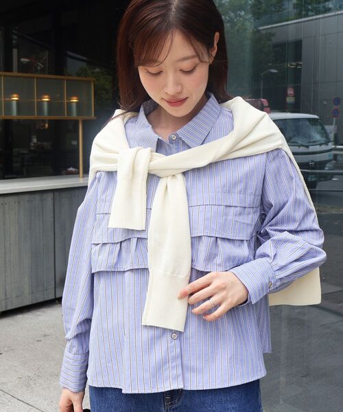 「le.coeur blanc」 長袖シャツ 38 ブルー系その他4 レディース_画像4