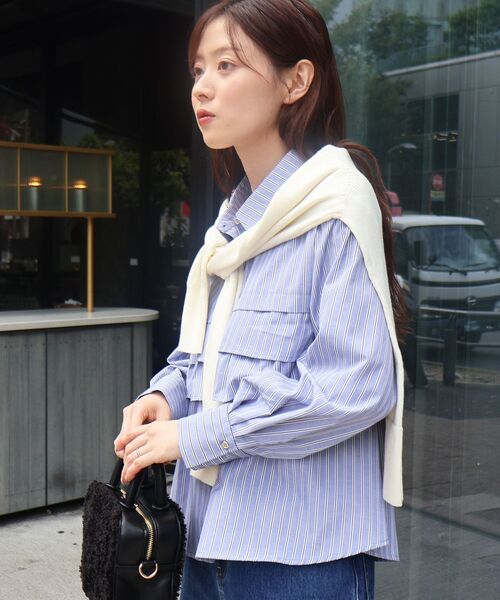 「le.coeur blanc」 長袖シャツ 38 ブルー系その他4 レディース_画像5