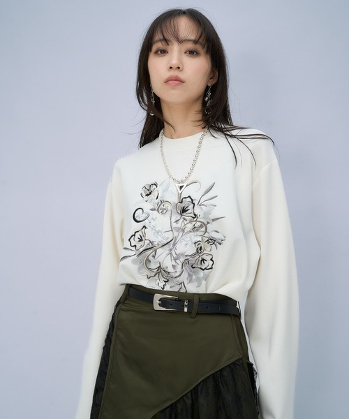 HARE（ハレ） tシャツ フラワーシシュウカットソー(HARE) レディース