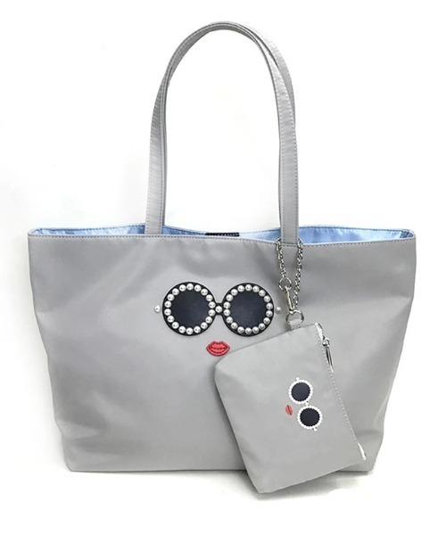 美品 a-jolieアジョリー パールサングラス ナイロン2wayトートバッグ a-jolie（アジョリー） トートバッグ 「a-jolie/アジョリー」パール