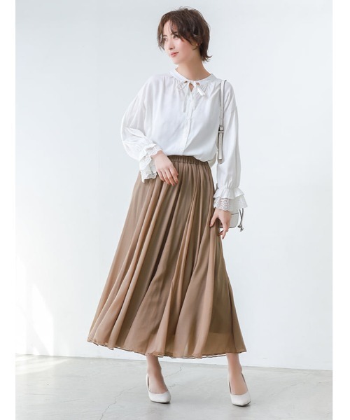 チェック シフォン ロングスカート フレア カジュアル cr5700 fifth スカート シフォンカラーフレアスカート : ZOZOTOWN Yahoo