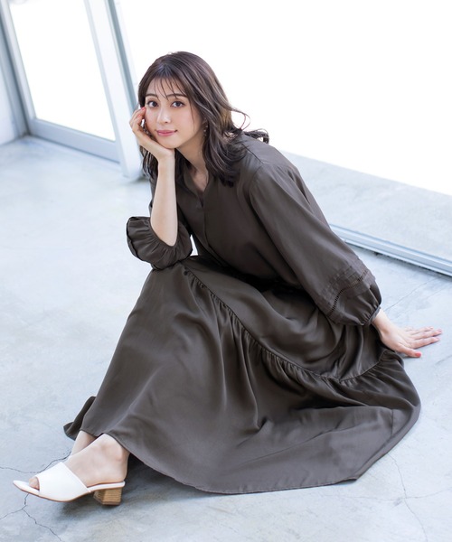 Tiaclasse ワンピース 「洗える」大人可愛いティアードワンピース