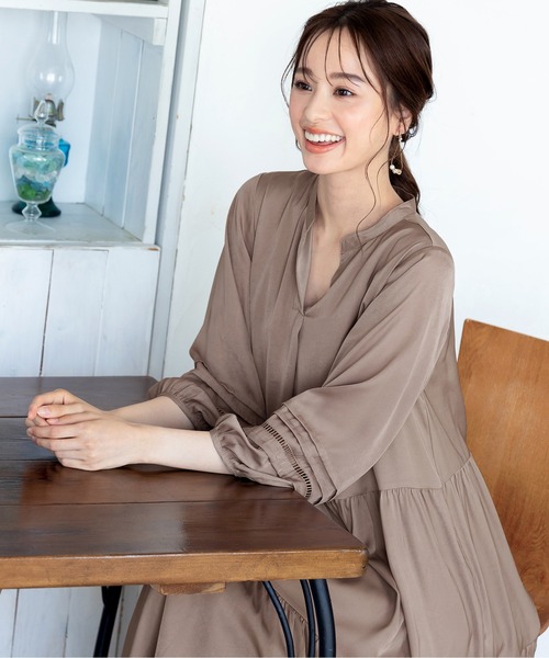 Tiaclasse ワンピース 「洗える」大人可愛いティアードワンピース