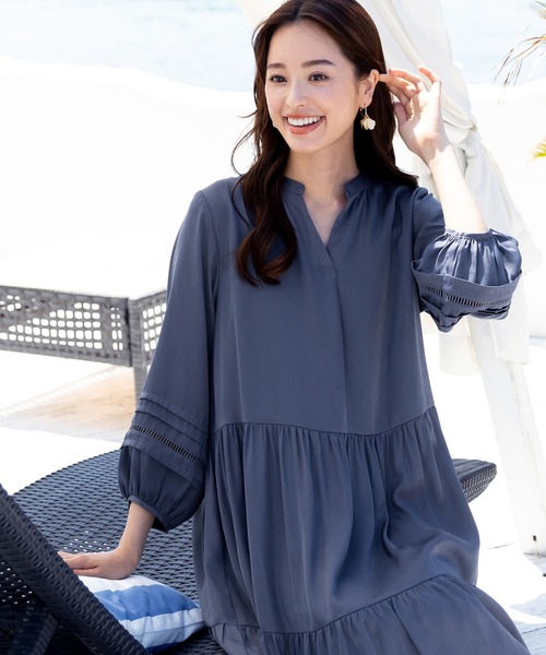 Tiaclasse ワンピース 「洗える」大人可愛いティアードワンピース