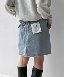 AS KNOW デニムスカートフラッシャー付 バックレースアップミニ