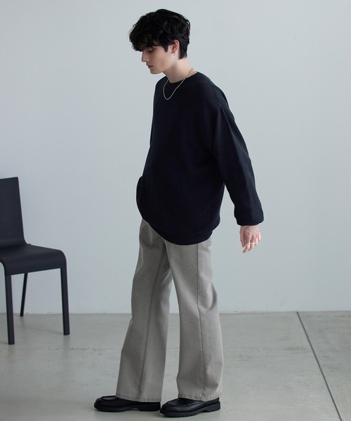 パンツ ジーンズ ルーズフレアワイドデニム ブラック MONO-MART ジーンズ ルーズフレアデニムパンツ/セミワイドデニム