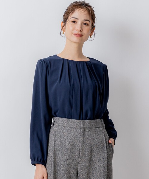 ＊美品＊カットドビーシフォンブラウス ドビーシフォン・タックブラウス/DoCLASSE