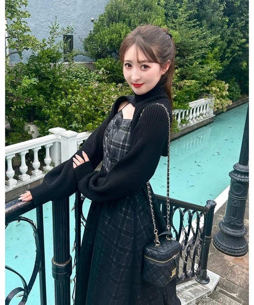 Darich ワンピース チュールドッキングチェックワンピース