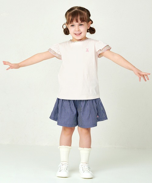 tシャツ シルエットベアフリル半袖Ｔシャツ キッズ 子供服 女の子の画像