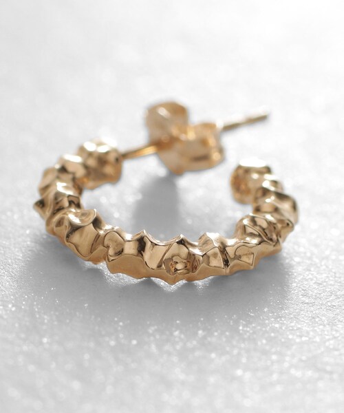COCOSHNIK（ココシュニック） ピアス K10ロックカットフープ ピアス
