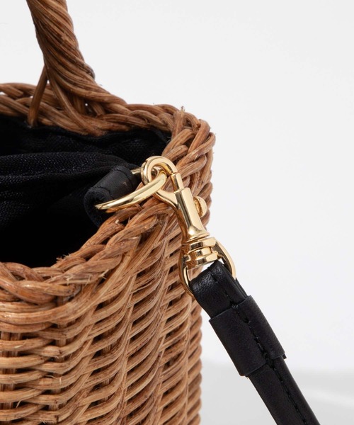 The Bagmati　ザバグマティ　レザーハンドル スクエア かごバッグ 大 The Bagmati（ザバグマティ）の「【The Bagmati/ザバグマティ