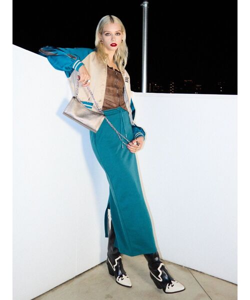 EVRIS（エヴリス） スカート サイドロゴラインスウェットロング