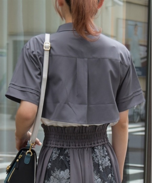 axes femme ブラウス シャツ バイカラーフラシシャツ レディース