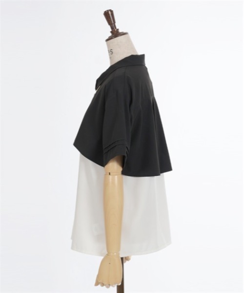 axes femme ブラウス シャツ バイカラーフラシシャツ レディース