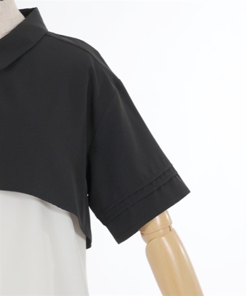 axes femme ブラウス シャツ バイカラーフラシシャツ レディース