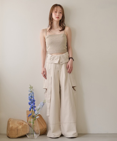 COZY WORLDWIDE カットアウト パンツ Sculpted White ○関送込○ mideal ジーンズ デニム デニムパンツ cut out design wide