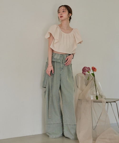 mideal ジーンズ デニム デニムパンツ cut out design wide