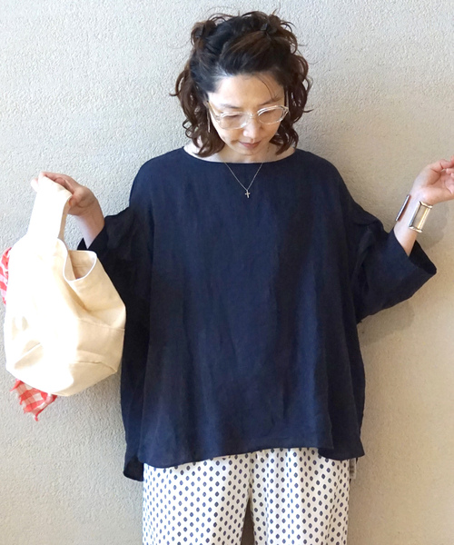 ジャーナルスタンダード ラックス 60リネン フリルシャツ ブラック系 JOURNAL STANDARD LUXE シャツ ブラウス 60リネン スリーブ
