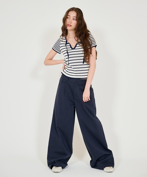 TINA：JOJUN／タック入り ルーズワイドチノパン タック入り ルーズワイドチノパン TINA：JOJUN（チノパンツ