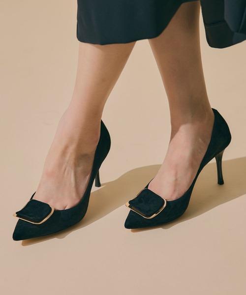 スクエア バックル パンプス 7㎝ヒール 3色 韓国 デザイン 上品 SEVEN TWELVE THIRTY パンプス LovelyWalk スクエアバックル