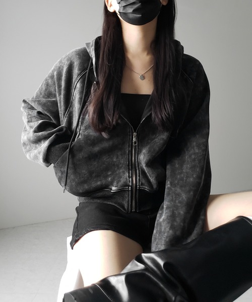 パーカー 「 ２color 」ピグメントヴィンテージショートジップパーカー ／ pigment vintage short zip hoodie レデ 2color 】ピグメントヴィンテージショートジップパーカー
