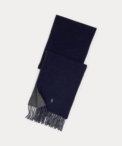 リバーシブル ウールマフラー 30x180cm POLO RALPH LAUREN マフラー リバーシブル ウールブレンド メンズ