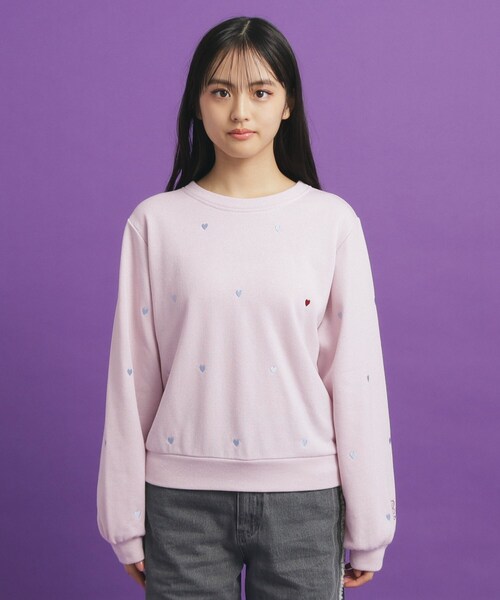 PINK-latte（ピンクラテ） トレーナー 総 刺繍ラメ裏毛トップス キッズ