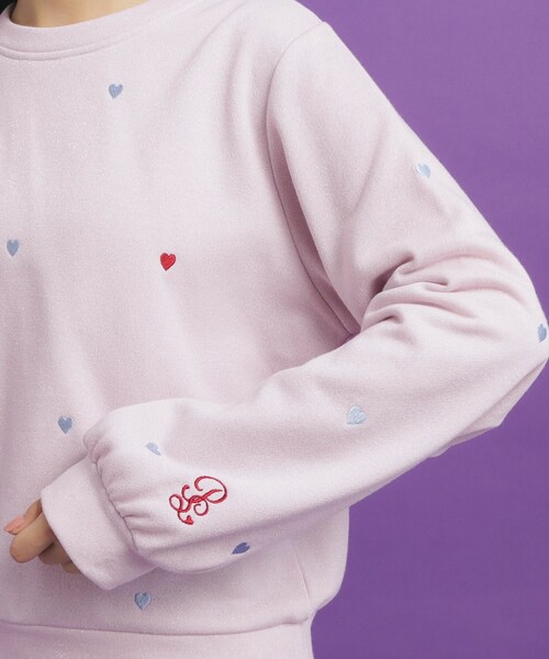 PINK-latte（ピンクラテ） トレーナー 総 刺繍ラメ裏毛トップス キッズ