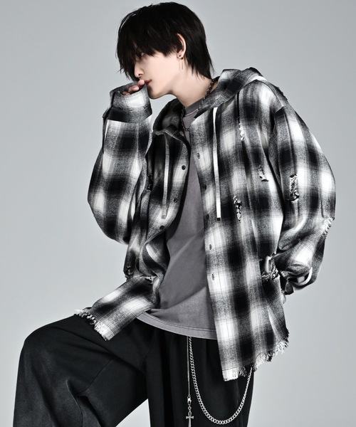 【新品未使用】LIDNM SHEER WASHER CHECK SHIRT M SHEER WASHER CHECK SHIRT（シャツ/ブラウス）｜LIDNM（リドム