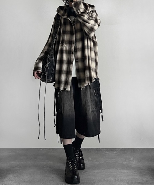 【ADRER】over size shirt parkerブラウン over size shirt parker / オーバーサイズシャツパーカー