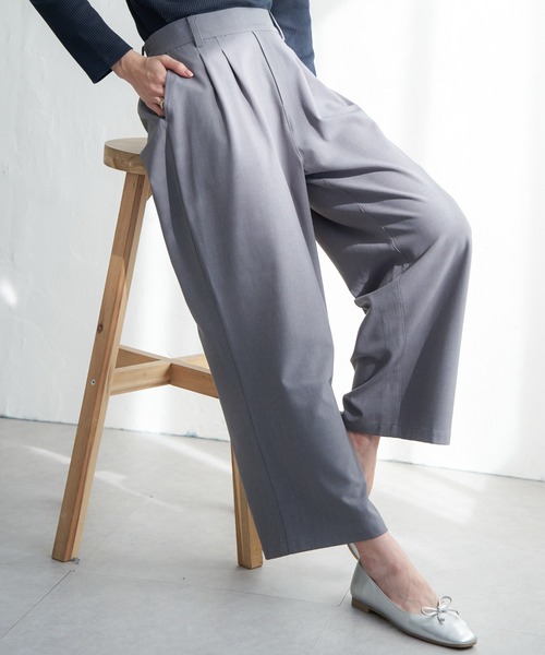 ブラック ワイドパンツ フロントタック ikka パンツ フロントタックワイドパンツ レディース : ZOZOTOWN