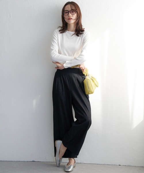 ブラック ワイドパンツ フロントタック ikka パンツ フロントタックワイドパンツ レディース : ZOZOTOWN